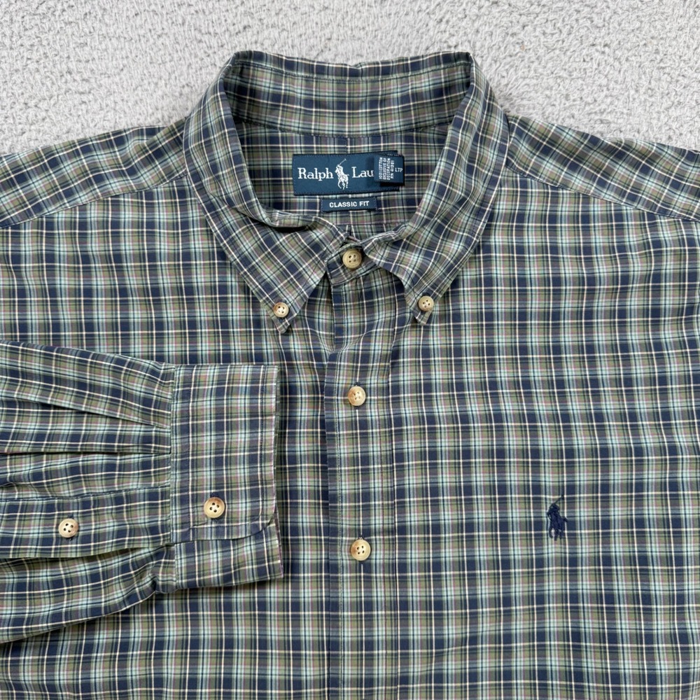 Ralph Lauren Classic Fit Plaid Button Down Shirt Men's XXL Long Sleeve Cotton